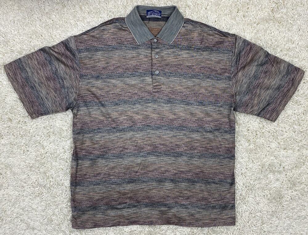 Vintage Massimo Fila Men's XL Filo di Scozia Polo Shirt Made in Italy Striped